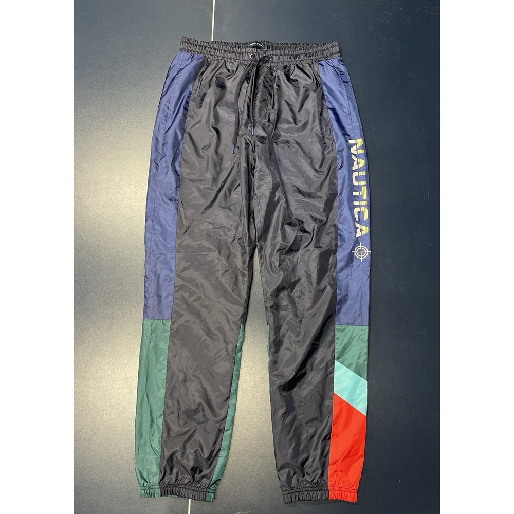 Y2K Nautica Track Pants Men's L Baggy Compass Logo Drawstring